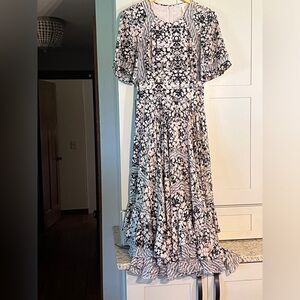 Rebecca Taylor A-line light pink/black fully lined dress, size 2